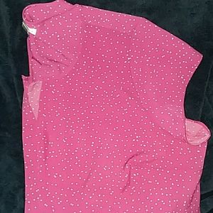 Pink and white polka dot blouse